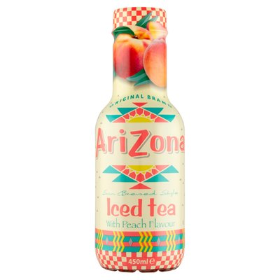 Obrázek Arizona Iced Tea nealkoholický ochucený nápoj nesycený s černým čajem s broskvovou příchutí 450ml