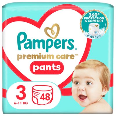 Obrázek Plenkové Kalhotky Pampers Premium Care Velikost  3, 48 Plenky, 6kg-11kg