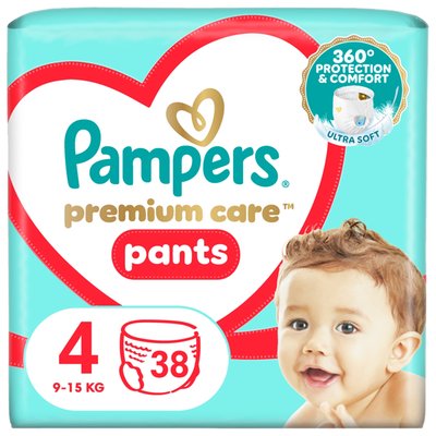 Obrázek Plenkové Kalhotky Pampers Premium Care Velikost  4, 38 Plenky, 9kg-15kg