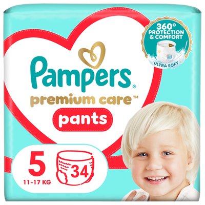 Obrázek Plenkové Kalhotky Pampers Premium Care Velikost  5, 34 Plenky, 11kg-17kg