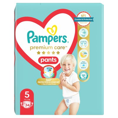 Obrázek Plenkové Kalhotky Pampers Premium Care Velikost 5, 34, Kusů 9kg-17kg