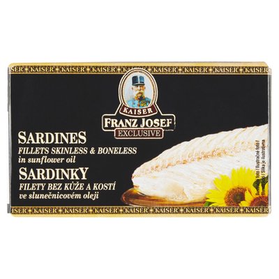 Obrázek Franz Josef Kaiser Exclusive Sardinky filety bez kůže a kostí ve slunečnicovém oleji 90g