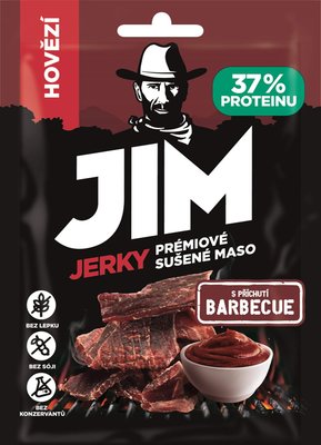Obrázek Jim Jerky Prémiové sušené maso hovězí s příchutí barbecue 23g
