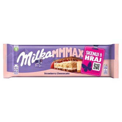 Obrázek Milka čokoláda Mmmax Strawberry Cheesecake mléčná, příchuť jahodový cheesecake 300g
