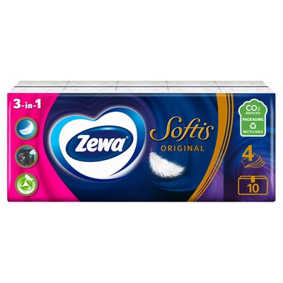 Obrázek Zewa Softis Original papírové kapesníčky 4 vrstvé 10 x 9 ks