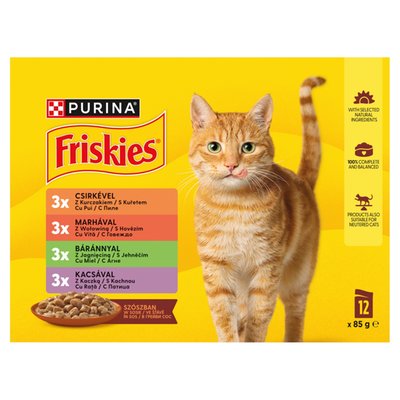 Obrázek Friskies kapsičky pro kočky kuře, hovězí, jehněčí, kachna ve šťávě 12 x 85g