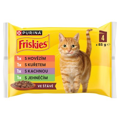 Obrázek Friskies kapsičky pro kočky kuře, hovězí, jehněčí, kachna ve šťávě 4 x 85g