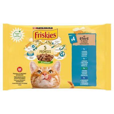 Obrázek PURINA FRISKIES multipack s lososem, tuňákem, treskou, sardinkami ve šťávě 4 x 85g