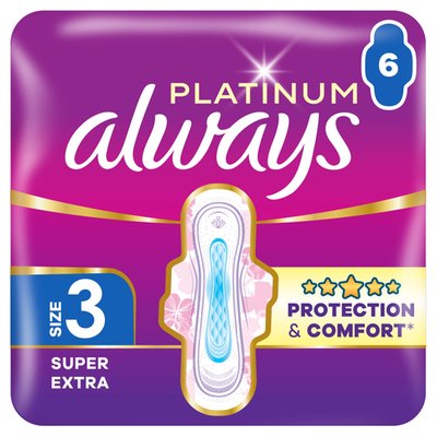 Obrázek Always Platinum Hygienické Vložky Super Extra (Velikost 3) 6 Ks