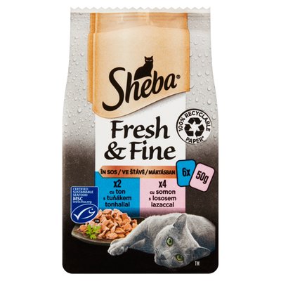Obrázek Sheba Fresh & Fine Kompletní mokré krmivo pro dospělé kočky ve šťávě 6 x 50g (300g)