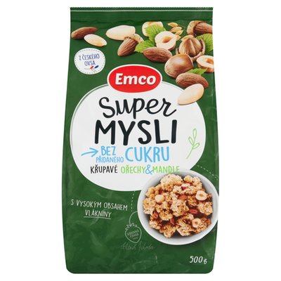 Obrázek Emco Super Mysli Bez přidaného cukru křupavé ořechy & mandle 500g