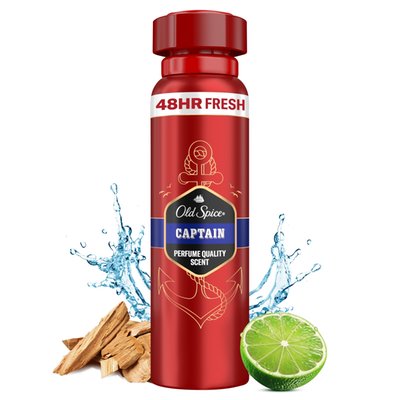 Obrázek Old Spice Captain Pánský Deodorant Ve Spreji 150 ml, 48hod Svěžest Bez Hliníku