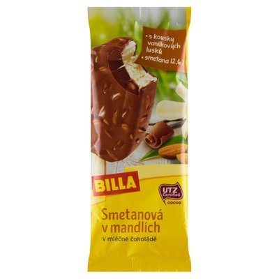 Obrázek BILLA Smetanová zmrzlina v mléčné čokoládě s kousky mandlí 70g
