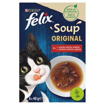 Obrázek FELIX Soup Original s hovězím, kuřetem a jehněčím 6 x 48g