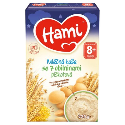 Obrázek Hami Mléčná kaše se 7 obilninami piškotová na dobrou noc 225g