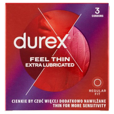 Obrázek Durex Feel Thin Extra Lubricated Regular Fit kondomy 3 ks