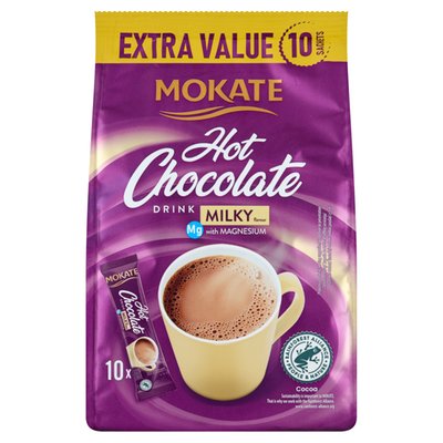 Obrázek Mokate Instantní čokoládový nápoj s příchutí mléčné čokolády s hořčíkem 10 x 18g (180g)