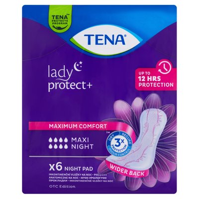 Obrázek Tena Lady Protect+ Maxi Night inkontinenční vložky na noc 6 ks