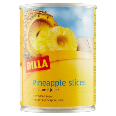 Obrázek BILLA Ananas plátky v ananasové šťávě 565g