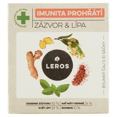 Obrázek Leros Imunita prohřátí zázvor & lípa bylinný čaj aromatizovaný 10 x 2g (20g)