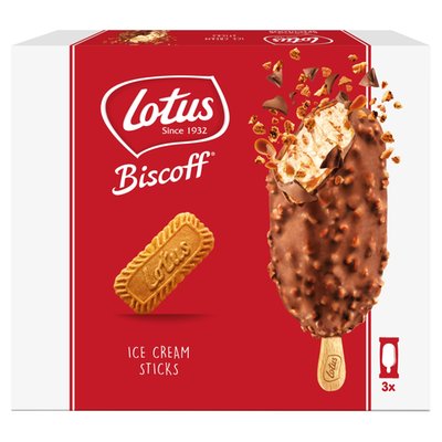 Obrázek Lotus Biscoff zmrzlina na dřívku s dvojitou polevou 3x90 ml