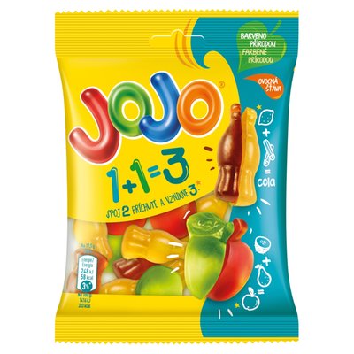 Obrázek JOJO 1+1=3 želé bonbóny s příchutí ovoce a skořice 80g