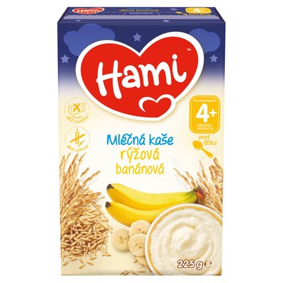 Obrázek Hami Mléčná kaše rýžová banánová na dobrou noc 225g
