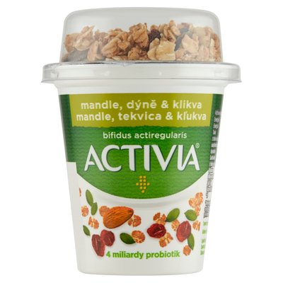 Obrázek Activia probiotický jogurt bílý a granola s mandlemi, dýňovými semínky a klikvou 155g