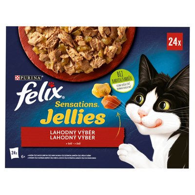 Obrázek Felix Sensations Jellies kapsičky pro kočky hovězí, kuře, kachna, jehněčí v želé 24 x 85g