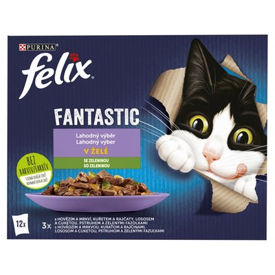 Obrázek Felix Fantastic kapsičky pro kočky hovězí, kuře, losos, pstruh 12 x 85g