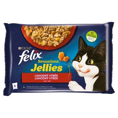 Obrázek Felix Sensations Jellies kapsičky pro kočky hovězí, kuře v želé 4 x 85g