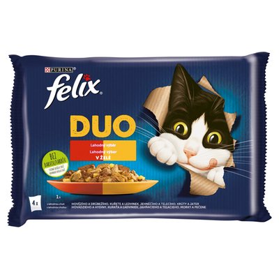 Obrázek Felix Fantastic DUO kuře a ledvinky, hovězí a drůbeží, krůta a játra, jehněčí a telecí 4 x 85g