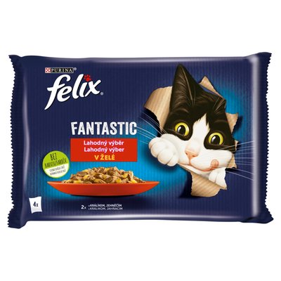 Obrázek Felix Fantastic kapsičky pro kočky králík, jehněčí v želé 4 x 85g