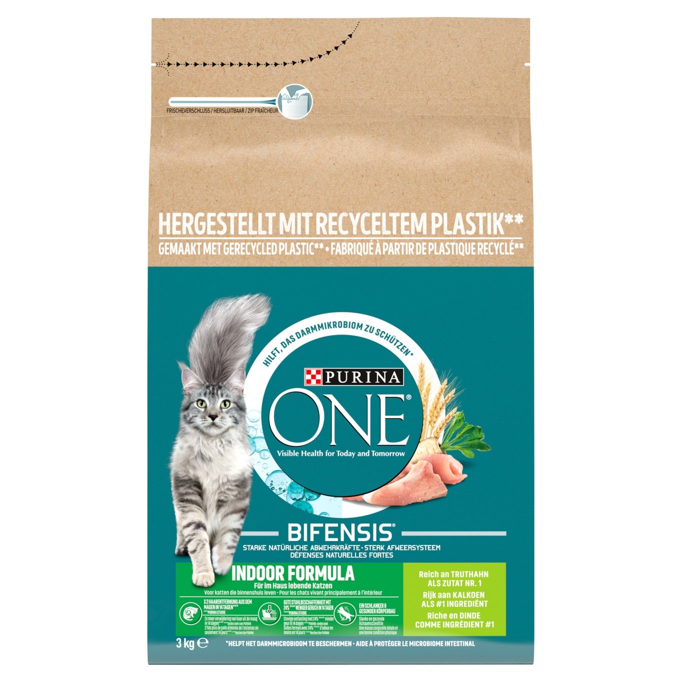 Purina ONE Indoor, Bohaté na krůtu a celozrnné obiloviny 3kg | BILLA e-shop
