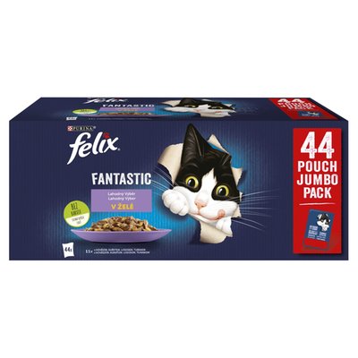 Obrázek Felix Fantastic kapsičky pro kočky hovězí, kuře, losos, tuňák v želé 44 x 85g