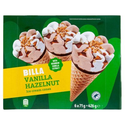 Obrázek BILLA Mražený krém s příchutí bourbon vanilky s lískovými oříšky 6 x 120ml (720ml)