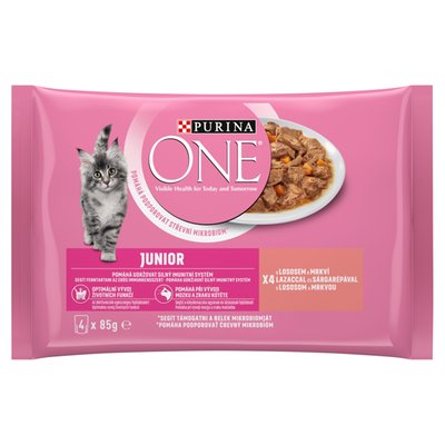 Obrázek Purina ONE Junior kapsičky pro koťata losos ve šťávě 4 x 85g