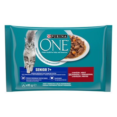 Obrázek Purina ONE Senior kapsičky pro kočky hovězí 4 x 85g