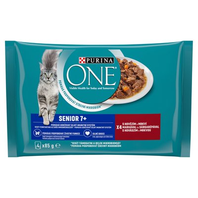 Obrázek Purina ONE Senior kapsičky pro kočky hovězí 4 x 85g