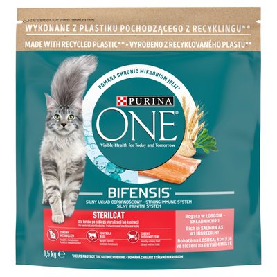 Obrázek Purina ONE Bifensis Sterilised granule pro kočky losos 1,5kg