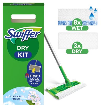 Obrázek Swiffer Sweeper Startovací Sada s 1 Násadou, 8 Prachovkami a 3 Čisticími Utěrkami