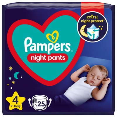 Obrázek Plenkové Kalhotky Pampers Pants Night Velikost 4, 25 Kusů, 9kg-15kg