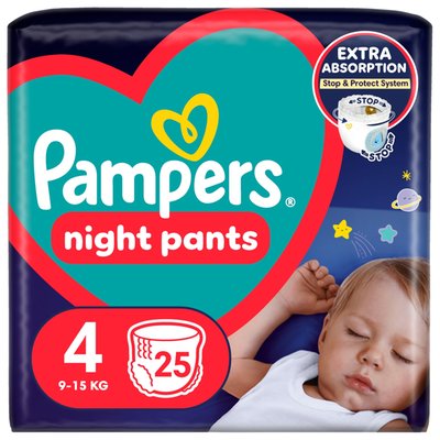 Obrázek Plenkové Kalhotky Pampers Pants Night Velikost 4, 25 Kusů, 9kg-15kg