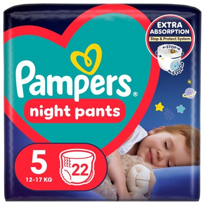 Obrázek Plenkové Kalhotky Pampers Pants Night Velikost 5, 22 Kusů, 11kg-17kg