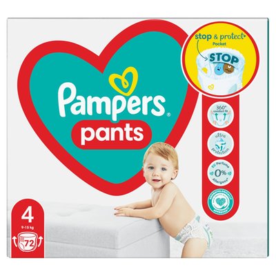 Obrázek Pampers pants, Plenkové kalhotky velikost 4, 72ks, 9kg-15kg