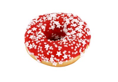 Obrázek Donut červený s bílými hvězdičkami 56g