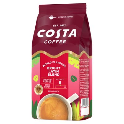 Obrázek Costa Coffee Bright Latin Blend Dark Roast pražená mletá káva 200g