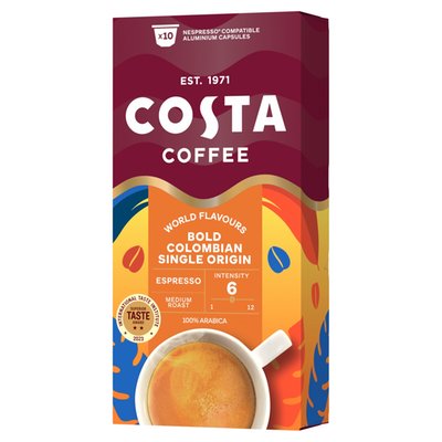 Obrázek Costa Coffee Bold Colombian Single Origin Espresso pražená mletá káva v kapslích 10 x 5,7g (57g)