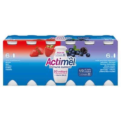 Obrázek Actimel probiotický jogurtový nápoj s vitamíny jahoda-borůvka 12 x 100g