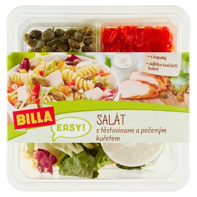 Obrázek BILLA EASY Salát s těstovinami a pečeným kuřetem 300g